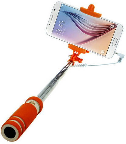 Селфі палка Mini Monopod з кнопкою, Помаранчева, фото 1