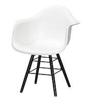 Кресло Leon Q-BK белый 07, деревянные черные ножки с усиленными перемычками Eames DAW armchair, в стиле лофт