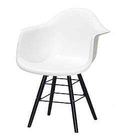 Крісло Leon Q-BK білий 07, дерев'яні чорні ніжки з посиленими перемичками Eames DAW armchair, в стилі лофт