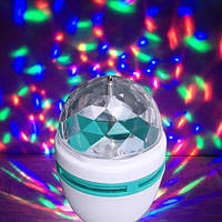 Светодиодная вращающаяся диско лампа LED Full Color Rotating Lamp Mini Party Light с переходником на розетку!!
