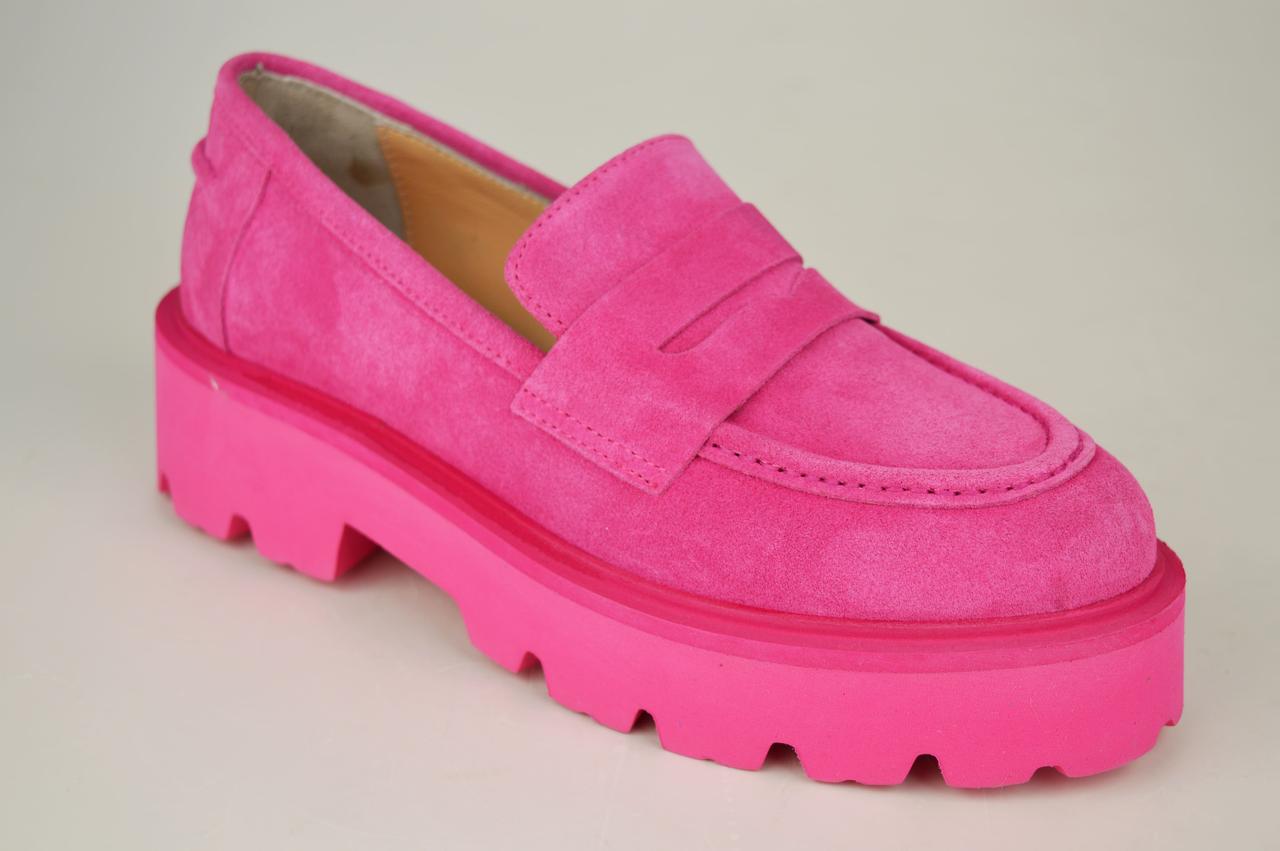 Лоферы женские Evromoda 1030683 37 Розовые замша