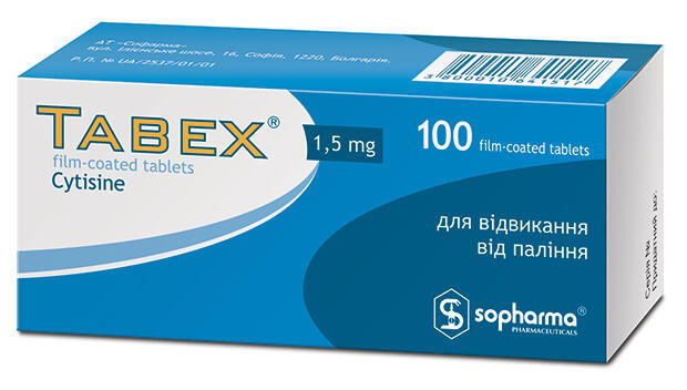 Табекс, таблетки вкриті оболонкою, 1.5 мг, №100 - фото 1 - id-p1603405330