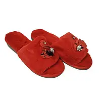 Женские домашние тапочки Jomix красные комнатные с лебедем