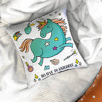 Подушка габардинова з принтом Believe in Unicorns 40x40 (4P_FAM003)