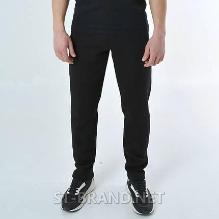 М,L,XL,2XL,3XL. Утеплені чоловічі спортивні штани з якісного трикотажу трьохнитки з начосом - чорні, фото 1