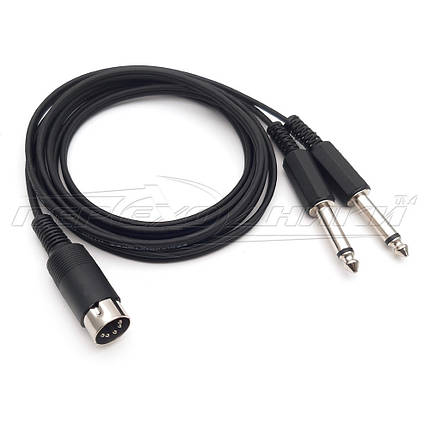 Кабель 5 pin DIN to jack 2*6.3 mm моно, у екрані, фото 1