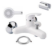Білий змішувач для ванни з душем Brinex 36W 006