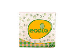 Серветки 100 шт. в уп. (Білі) ТМ ECOLO