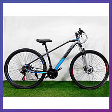Велосипед гірський двоколісний однопідвісний сталевий Azimut Gemini 27,5 D 27,5 дюйма 15.5 рама сіро-синій