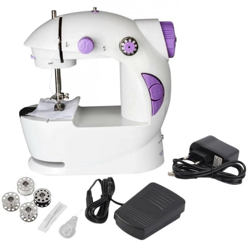 Швейна машинка міні портативна Sewing Machine SM-201A 4 в 1 з педаллю і адаптером живлення