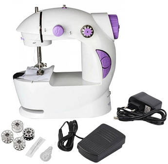 Швейна машинка міні портативна Sewing Machine SM-201A 4 в 1 з педаллю і адаптером живлення
