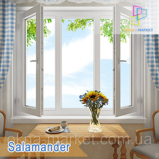 Пластикове тристулкове вікно Salamander Blu Evolution, фото 1