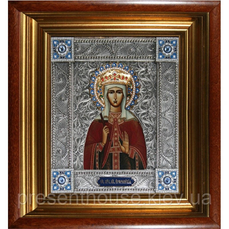 Ікона зі срібла "Свята преподобна Єфросинія" 260х230мм