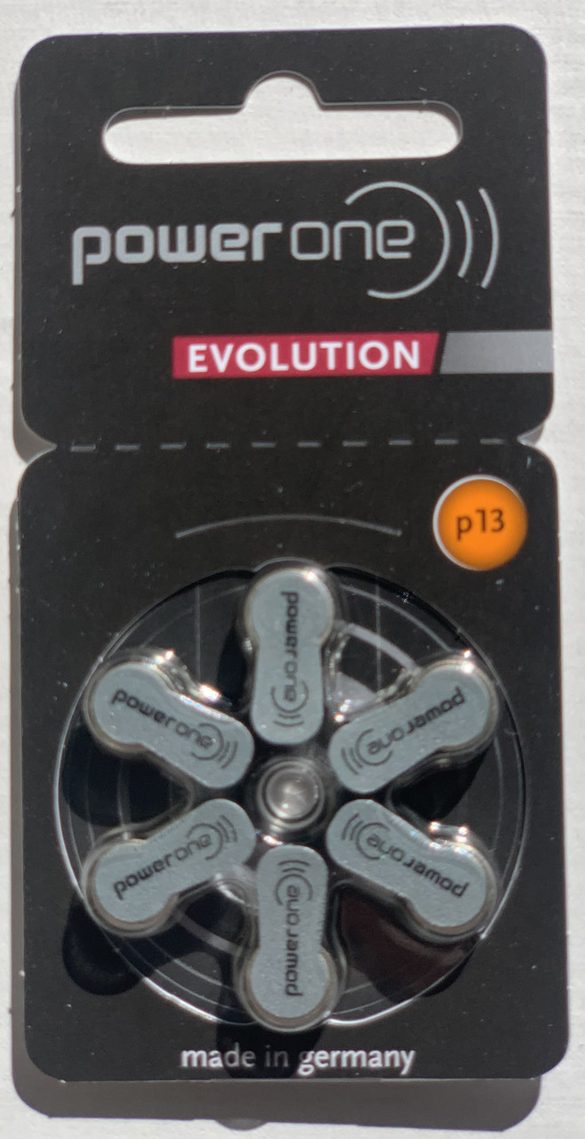 Батарейка PowerOne 13 Evolution (ZA13) для слухового апарату, фото 1