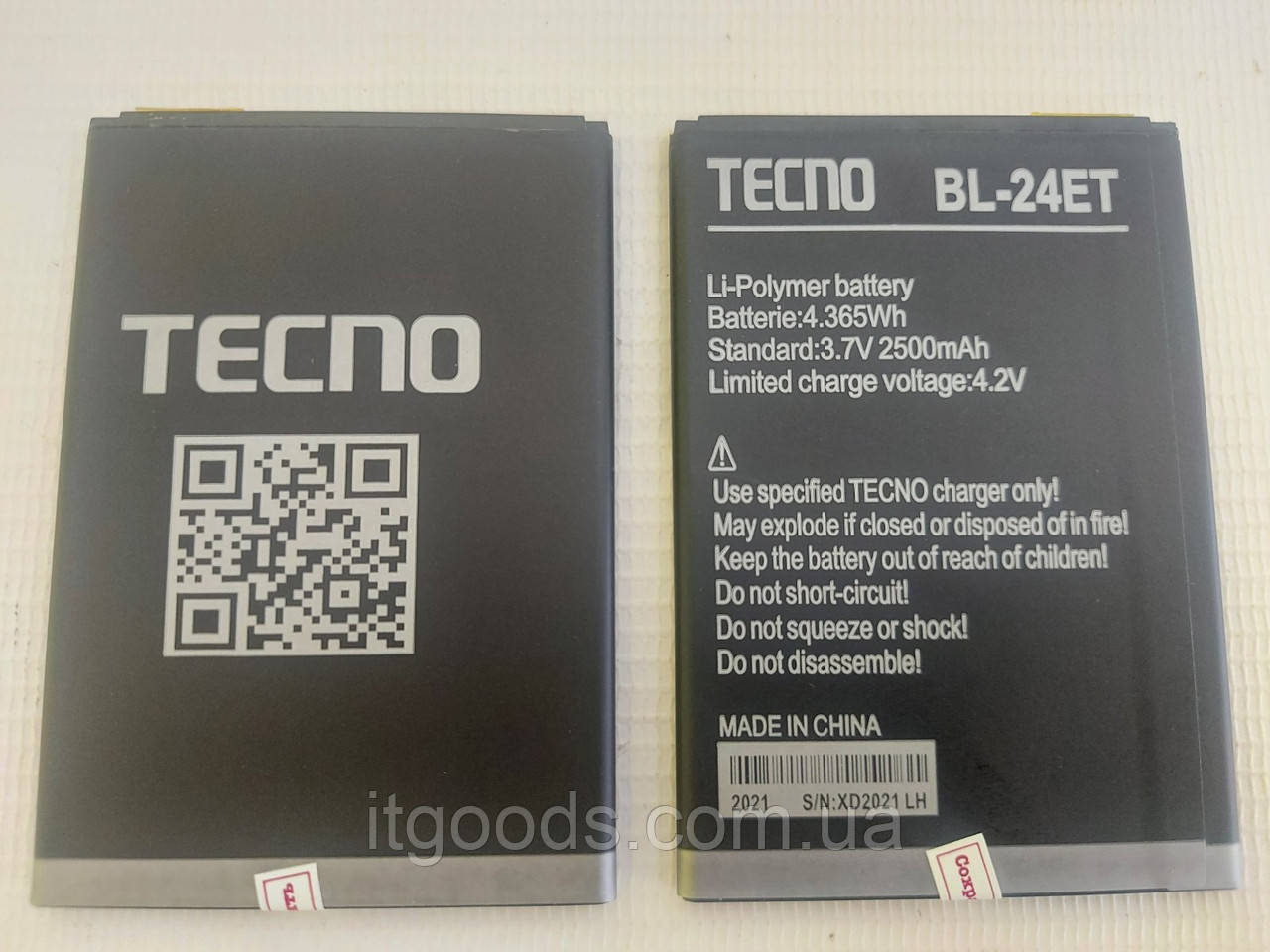 Оригінальний акумулятор BL-24ET 2400mAh 3.8V для Tecno POP 1 Pro / Tecno Pop 2F B1F, Original (PRC)