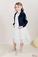 Комплект (платье + джинсовый пиджак) для девочки. (128 см.) Moonstar