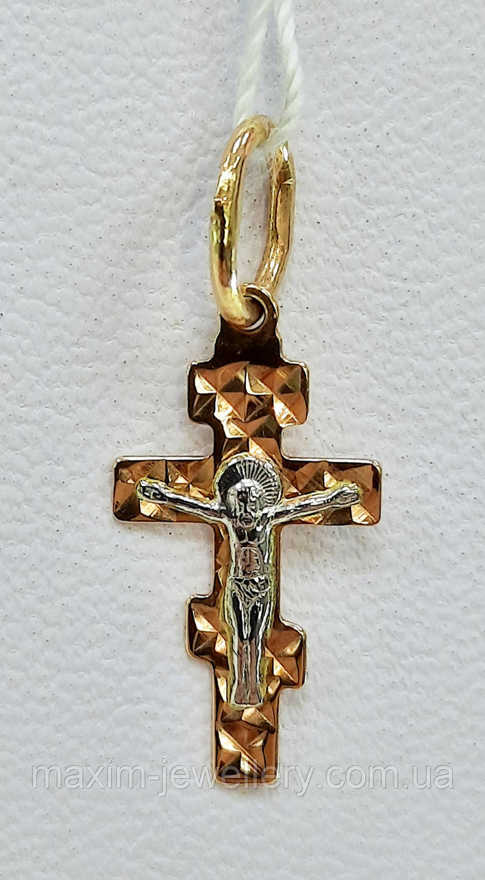 Хрест з розп'яттям в червоному золоті, фото 1