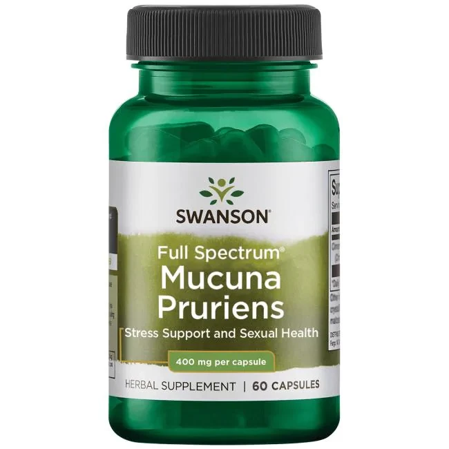 Swanson Mucuna Pruriens Мукуна пекуча Velvet bean L-dopamine 400 мг, 60 капс
