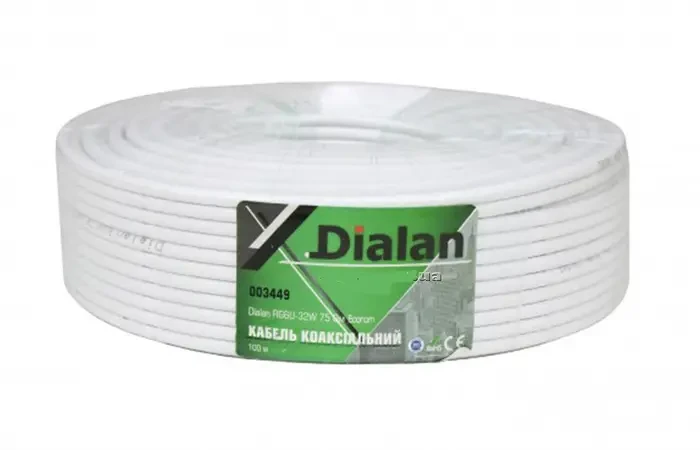 Коаксиальный кабель 75 Ом Dialan RG6U-32W CCS 0,9 для видеонаблюдения - фото 1 - id-p897458277