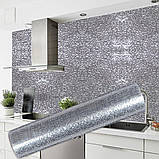 Самоклеюча алюмінієва фольга для кухні від бризок жиру захист для плити на клейкій основі срібна 3х60, фото 6