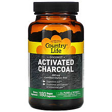 Активоване вугілля Country Life "Activated Charcoal" 260 мг (180 капсул)