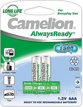 Аккумулятор Ni-Mh ААА Camelion R03 600mAh 2bl Always ready (Белый) - фото 2 - id-p1603573468