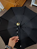 Парасолька чорний TopRain напівавтомат на 9 спиць із білими крапками та зірками, парасолька від дощу жіноча, парасолька антивітер, фото 8