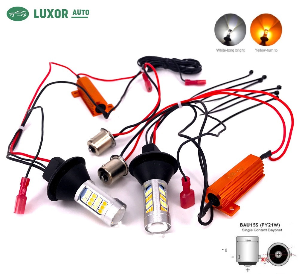 LED ЛЕД ДХО + повороти DRL 48SMD, ДХО + поворот 2в1 CANBUS (немає помилок) 1156 150° BAU15S PY21W, фото 1
