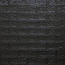 Al Стінова 3D панель м'яка самоклеюча декоративна 3д самоклейка шпалери під цеглу Чорний 700x770x5мм