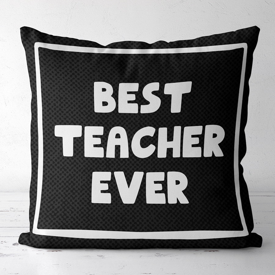 Подушка габардинова з принтом Best teacher ever 50x50 (5P_TCH017)