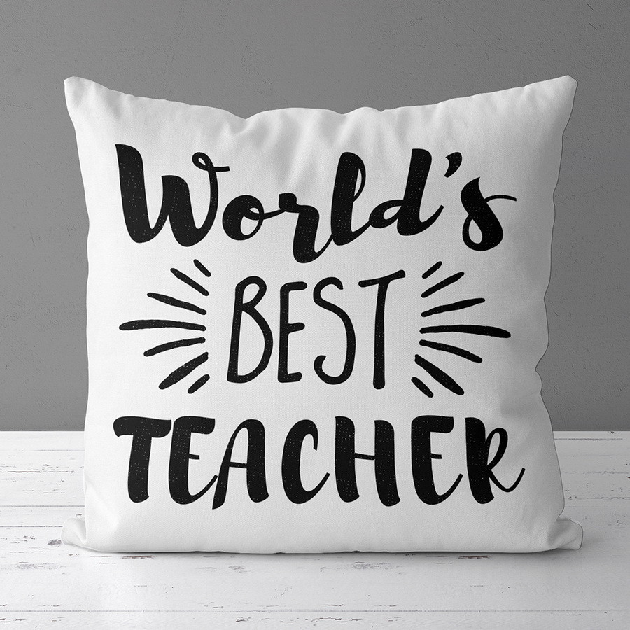 Подушка габардинова з принтом World's best teacher 50x50 (5P_TCH015)
