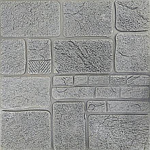 Al Стінова 3D панель м'яка самоклеюча декоративна 3д самоклейка камінь срібло 700х700х8мм (153)