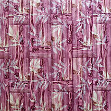 Al Стінова 3D панель м'яка самоклеюча декоративна 3д самоклейка бамбукова кладка рожева 700x700x8.5мм