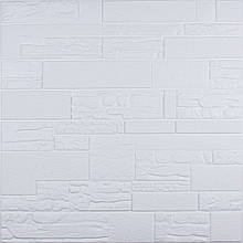 Al 3D панель стінова м'яка самоклеюча декор Зд самоклейка шпалери під рвану комбіновану цеглу білу