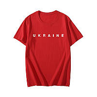 Патриотическая футболка мужская красная с принтом Ukraine Добрый Вечер Мы из Украины украинской символикой