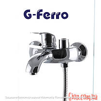 Змішувач для ванни з лійкою та шлангом для душу G-Ferro Mars 009 EURO, фото 5
