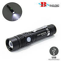 Ручний ліхтарик акумуляторний X-Balog BL-518-T6 тактичний usb ліхтарик | светодиодный фонарь ручной