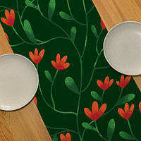Дорожка на стол (раннер) «Цветы на зеленом фоне» 150х40 см (DR_22U006)