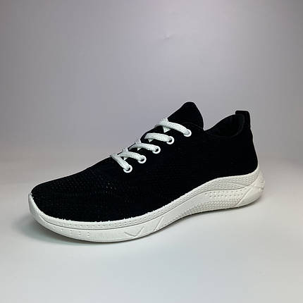 Кросівки жіночі на білій підошві чорного кольору, фото 1