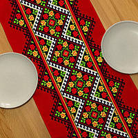 Дорожка на стол (раннер) «Украинский орнамент красный» 150х40 см (DR_22U003)