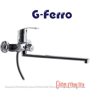 Одноважільний змішувач для ванни з лійкою та шлангом для душу G-Ferro Mars 006 EURO, фото 3