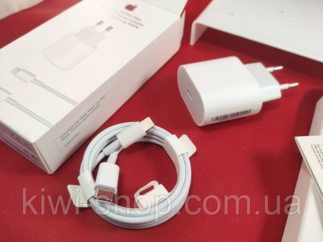 Комплект быстрой зарядки для айфона APPLE Блок 20W Type-C + кабель type ...