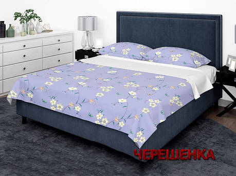 Тканина для постільної білизни Бязь "Gold" Lux GL3738violet (50м) квіти на фіолетовому, фото 1