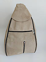 Женский светло-бежевый рюкзак сумка натуральная замша