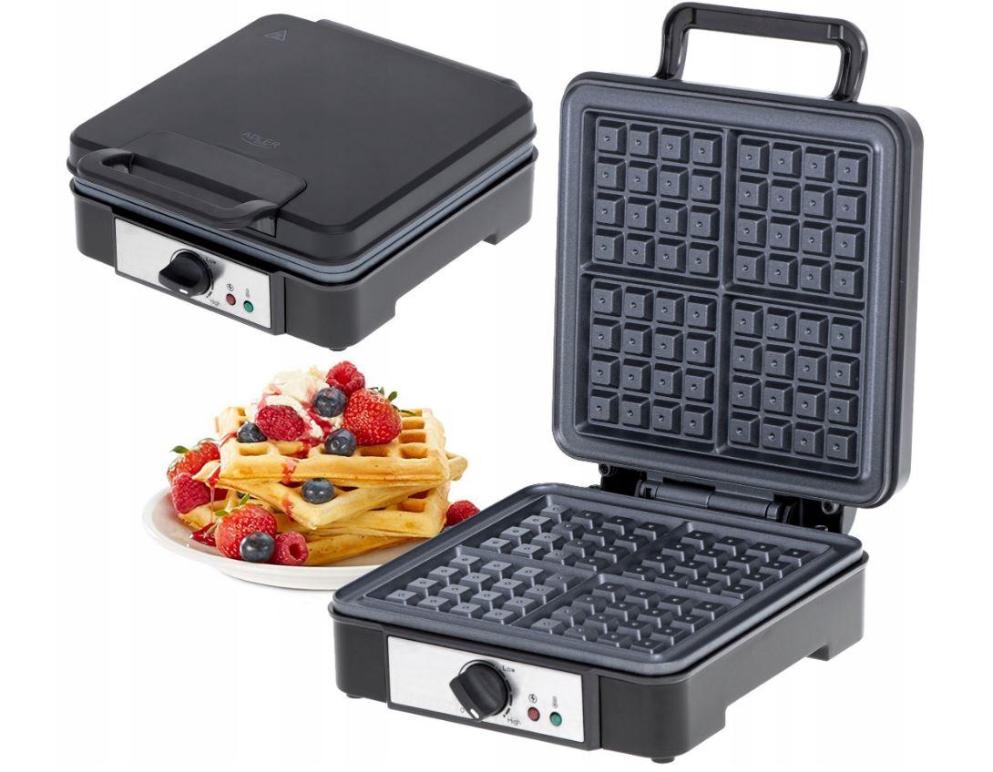 Вафельниця Adler AD 3049 для 4 квадратних бельгійських вафель (XXL, 1800 Вт, Польща), фото 1