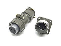 Металевий силовий роз'єм P20K2Q на 2 контакти