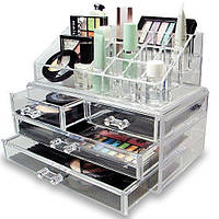 Акриловый органайзер для косметики настольный Cosmetic Organizer Makeup Container Storage Box 4 Drawer, в!