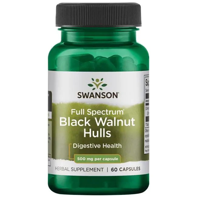 Swanson Premium Black Walnut Hulls Чорний горіх, 500 мг, 60 капсул