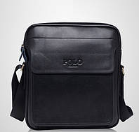 Качественная мужская сумка через плечо кожаная барсетка планшетка Поло, Мужская сумка-планшет Polo эко кожа Черный