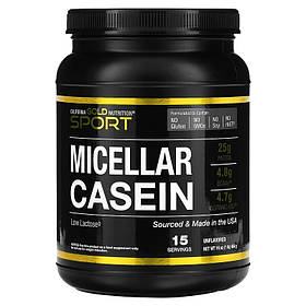 Міцелярний казеїн California GOLD Nutrition, SPORT "Micellar Casein" протеїн у порошку, 15 порцій (454 г)